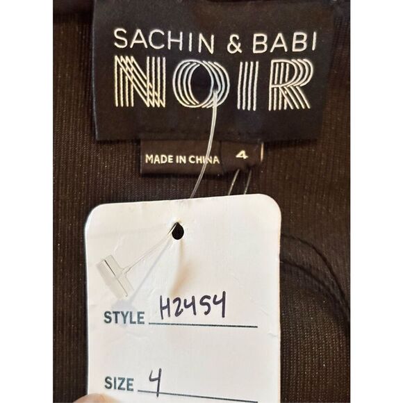 Noir by Sachin & Babi Fushia & Black Leather One Shoulder Dress NWT Size 4 - Picture 3 of 3